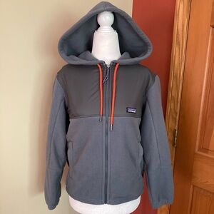 NWT Patagonia Women’s Microdini Fleece Hoody XS Nouveau Green Campfire Orange